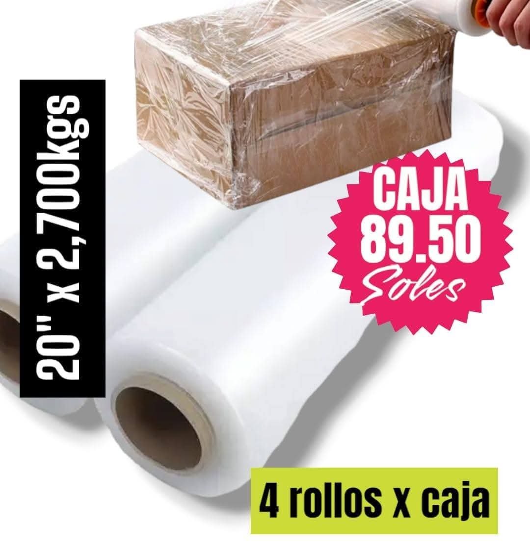 STRECH FILM COLOR TRANSPARENTE PARA EMBALAJE DE 20" X 2,700KGS, PRECIO POR CAJA DE 4 UNIDADES