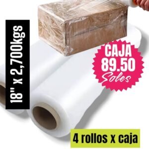 STRECH FILM COLOR TRANSPARENTE PARA EMBALAR 18″ X 2.700KGS, PRECOP POR CAJA DE 4 UNIDADES