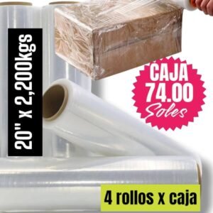 STRECH FILM COLOR TRANSPARENTE PARA EMBALAR 20″ X  2,200KGS PRECIO POR CAJA DE 4 UNIDADES