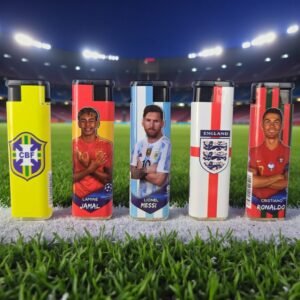 ENCENDEDOR DE CIGARRILLOS CON SOPLETE, MODELO FUTBOLISTA, 50 UNIDADES POR BOX, 20 BOX POR CAJÓN, TOTAL 1,000 UNIDADES POR CAJÓN, PRECIO DEL CAJÓN