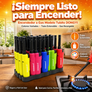 Encendedor A Gas, Modelo Tubito, Colores Variados, 25 Unidades Por Caja, precio por caja
