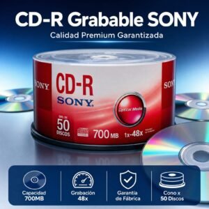 CD-R Grabable, Marca: Sony, Con Logo, Precio Por Cono De 50 Unidades
