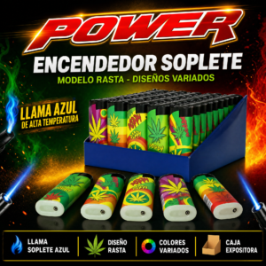 Encendedor De Cigarrillo, Marca: Generico, Con Soplete, Modelo Rasta, Precio Por Box De 50 Unidades