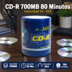 Disco CD-R Grabable, Marca SKS, Printable, Precio De Cono Por 100 Unidades
