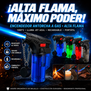 Encendedor A Gas, Modelo Antorcha O Mechero , Alta Flama, Marca Genérico, Colores Diversos, 20 Unidades Por Caja, Precio Por Caja