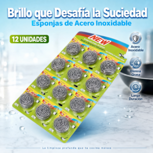 Esponja Viruta Estropajo, Genérico, Acero 100%, Precio Por Caja De 60 Docenas De Esponjas, Presentación En Plancha De 12 Esponjas