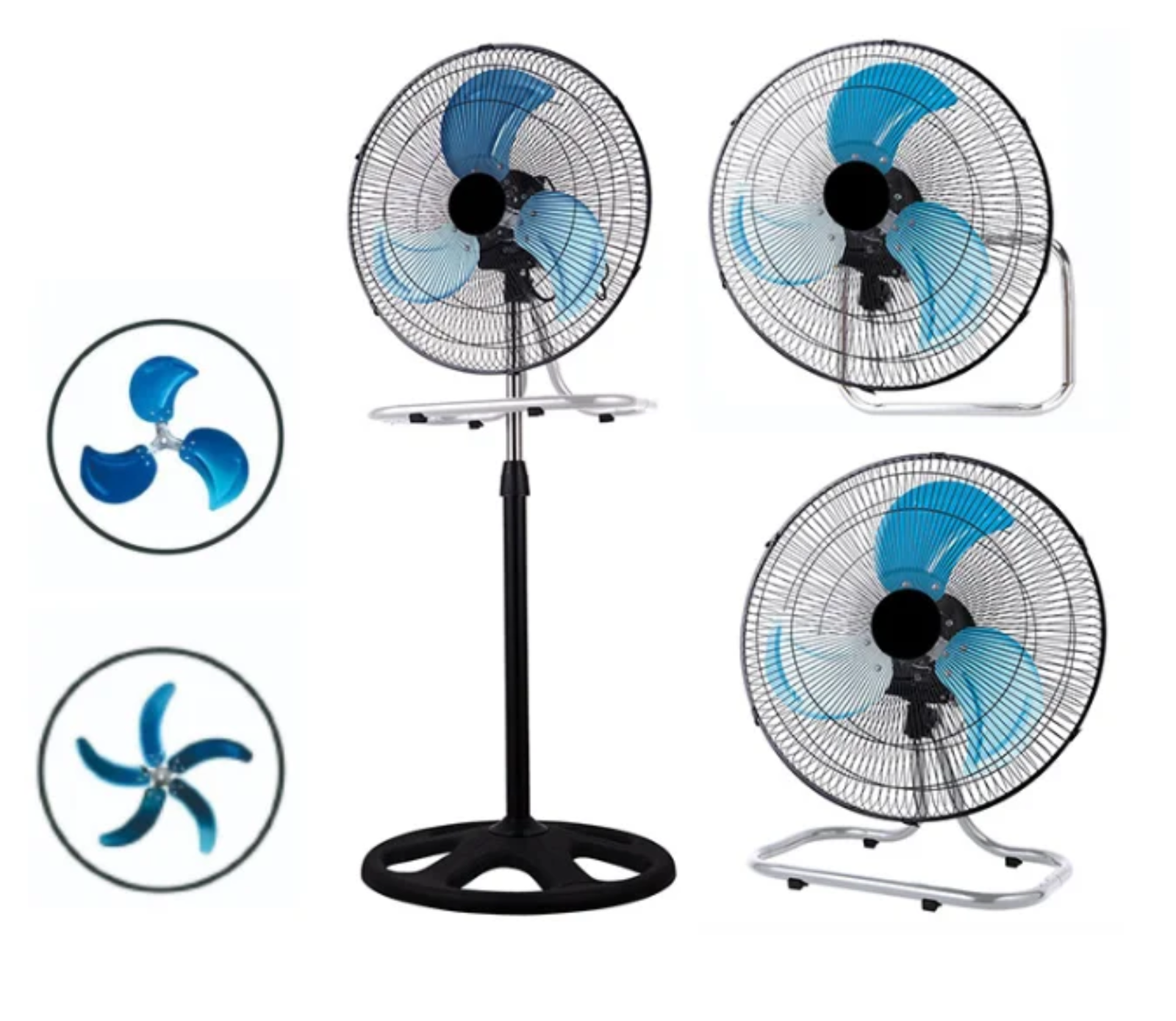 VENTILADOR DE 16" , TRES ASPAS, METALICO , TRES EN UNO, PARA USAR DE TRES FORMAS, PRECIO DE UNIDAD (pedido minimo 2) - Imagen 5