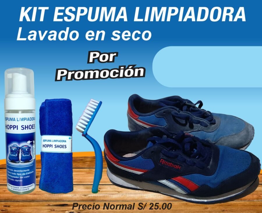 ESPUMA LIMPIADORA PARA ZAPATILLAS, LAVADO AL SECO INSTANTANEO, MARCA HOPPI, KIT DE 200ML, PRECIO DE UN KIT - Imagen 4