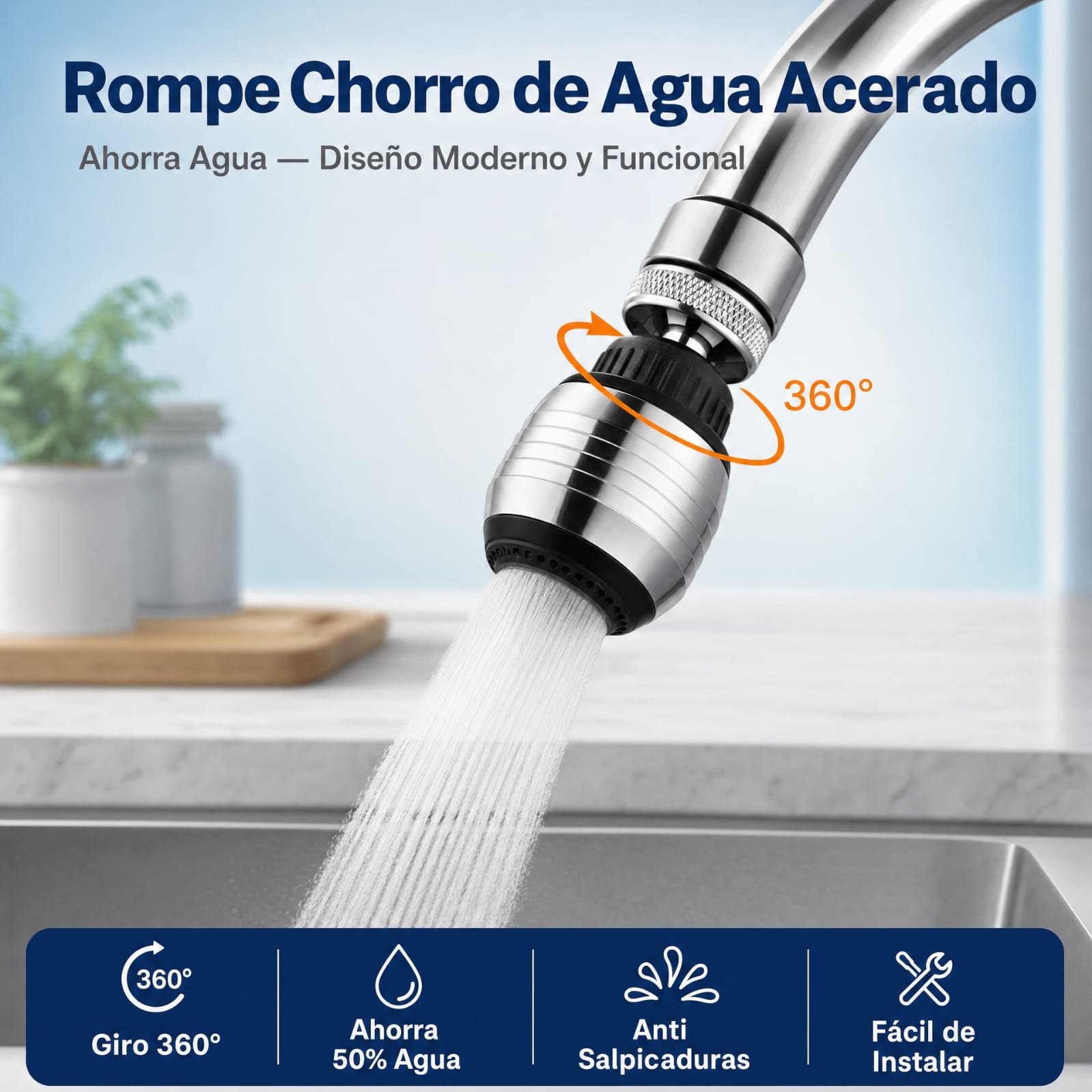Rompe Chorro De Agua Para El Hogar, Acerado, Con Giro De 360°, Precio Por Unidad