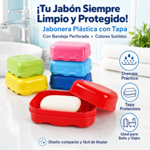 Jabonera Plastica Con Tapa De Colores, Para Baño, Precio Por Cajon De 30 Docenas