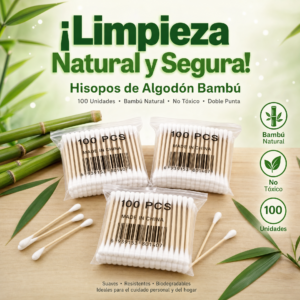 Hisopo Para El Oído De Algodón Modelo Bambu, No Toxico, Box De 100 Hisopos, Cajon De 240 Box, Precio De Cajon (Mínimo 1 Cajon)