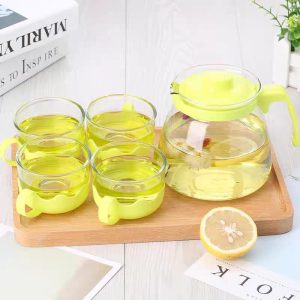 SET DE TETERA MAS VASOS DE VIDRIO A COLORES , UN SUPER COMBO PARA LA ELEGANCIA DE TU COCINA A TU COLOR PREFERIDO Y DE ENSUEÑO