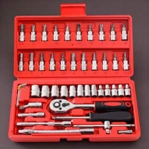 SET DE HERRAMIENTAS, DADOS MECANICOS DE 46 PIEZAS , CODIGO RO105,  EN MALETA ROJA , PRECIO DEL SET  (pedido minimo 6 set)