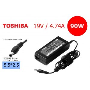 CARGADOR DE LAPTOP – TOSHIBA 19V-4.74a 5.5*2.5. PRODUCTO MARCA TOSHIBA, REPUESTO PARA LAPTOPS MARCA TOSHIBA AQUÍ.