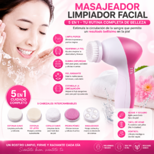 Masajeador Limpiador Facial 5 En 1 Estimula La Circulación De La Sangre Que Permite Un Resultado Bellísimo En La Piel, Precio Unidad (Pide Desde Uno) ★★★★