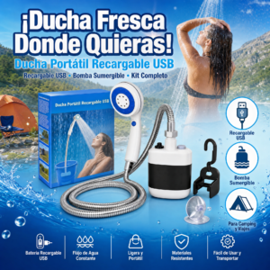 Ducha Portátil Recargable Usb, Ideal Para Esos Momentos Que Se Va El Agua Y Ayuda Con El Ahorro De La Misma, Producto Recomendable
