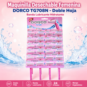 Máquina De Afeitar DORCO , Color Rosado, 24 Unidades Por Plancha, 40 Planchas por caja, Precio de caja
