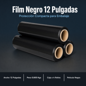 Strech Film Color Negro Para Embalar, 12″ X 0.800kgs, Precio Por Cajón De 4 Unidades