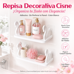 Repisa Para Baño Con Diseño De Cisne, Adhesivo, Pega En Cualquier Superficie Y Su Diseño Es Muy Decorativo, Color Blanco, Precio De La Unidad  (Pedido mínimo 6 Unidades)