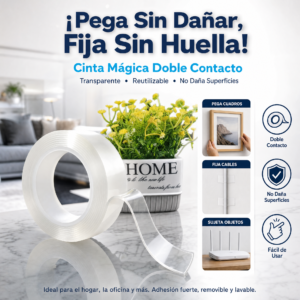 Cinta Mágica Doble Contacto, No Daña Superficies, Producto De Uso Sencillo, Recomendado, Precio Por Unidad ( Pedido Mínimo 12 )