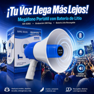 Megáfono De 35W, Gx-528U, Con Grabador Digital HD, Portátil, (Incluye Batería De Litio)