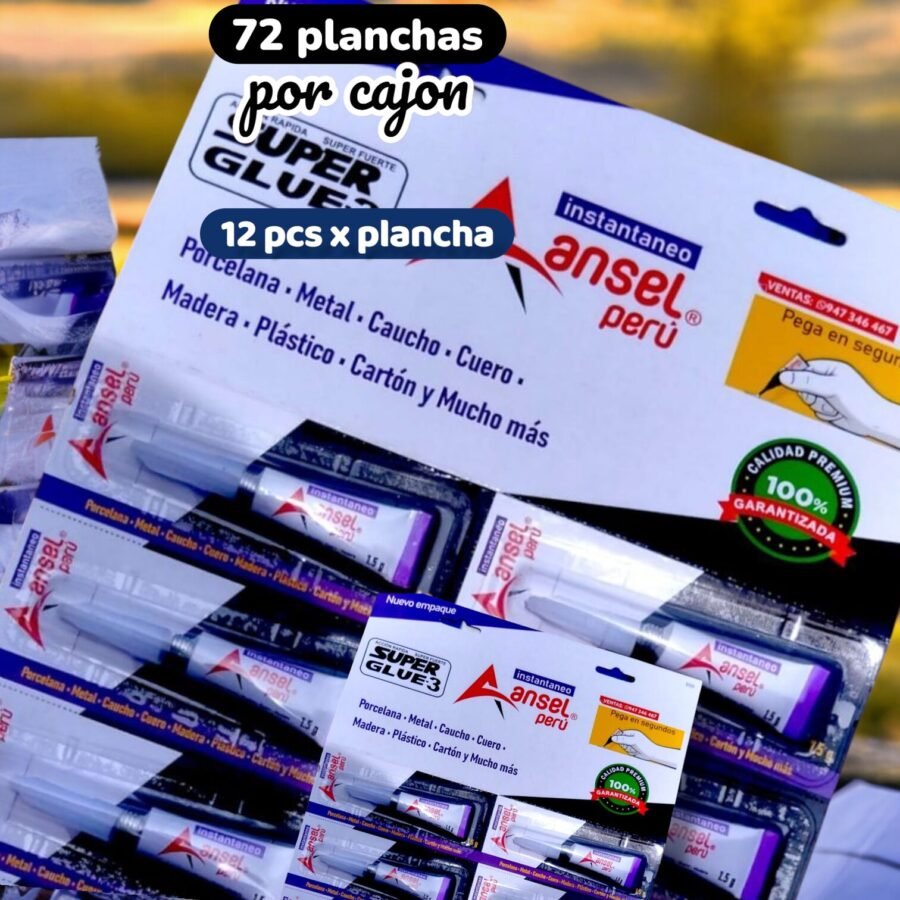 PEGAMENTO INSTANTANEO SOLDIMIX ANSEL 1.5GR POR TUBO , PEGAMENTO INSTANTÁNEO Y RESISTENTE, 72 PLANCHAS POR CAJA, 12 UNIDADES POR PLANCHA, FUNCIONA EN MÚLTIPLES SUPERFICIES, EFECTO INSTANTÁNEO, PRECIO POR CAJA
