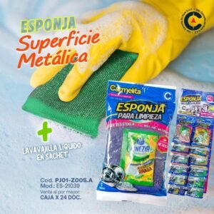 ESPONJA SUPERFICIE METALICA , CARMELITA , PARA USO DE COCINA Y OTRO, CAJA DE 24 BLISTER, 12 UNIDADES POR BLISTER, PRECIO DE CAJON