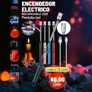 ENCENDDOR DE COCINA ELECTRICO RECARGABLE CON USB,  COLOR ALEATORIA, PRECIO POR DOCENA