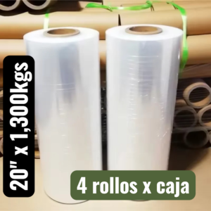 STRECH FILM COLOR TRANSPARENTE 20″ X 1,300KGS, PRECIO POR CAJA DE 4 UNIDADES