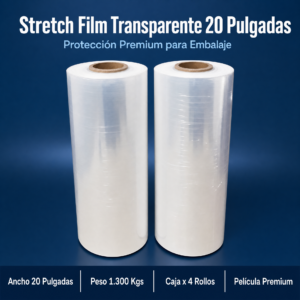Strech Film Color Transparente 20″ X 1,300kgs, Precio Por Caja De 4 Unidades