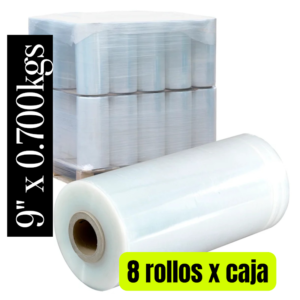 STRECH FILM COLOR TRANSPARENTE PARA EMBALAR 9″ X 0.700KGS , PRECIO POR CAJA DE 8 UNIDADES