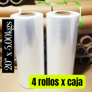 STRECH FILM COLOR TRANSPARENTE PARA EMBALAJE DE 20″ X 5.00KGS, PRECIO POR CAJA DE 4 UNIDADES