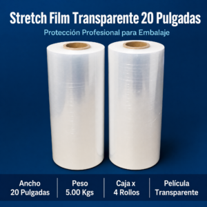 Strech Film Color Transparente Para Embalaje De 20″ X 5.00kgs, Precio Por Caja De 4 Unidades