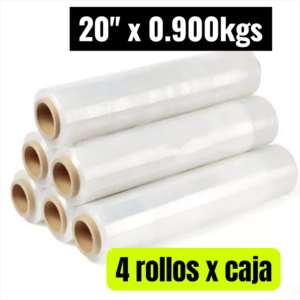 STRECH FILM COLOR TRANSPARENTE PARA EMBALAR 20″ X 0.900KGS PRECIO POR CAJA DE 4 UNIDADES
