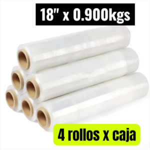 STRECH FILM COLOR TRANSPARENTE PARA EMBALAR 18″ X 0.900KGS PRECIO POR CAJA DE 4 UNIDADES
