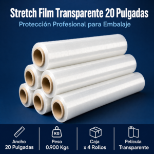 Strech Film Color Transparente Para Embalar 20″ X 0.900kgs Precio Por Caja De 4 Unidades