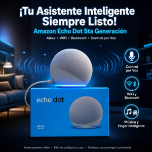 Parlante Inteligente Amazon Echo Dot 5ta Generación, Control De Voz,  WiFi, Bluethoot, Negro Y Blanco, Precio Unidad.