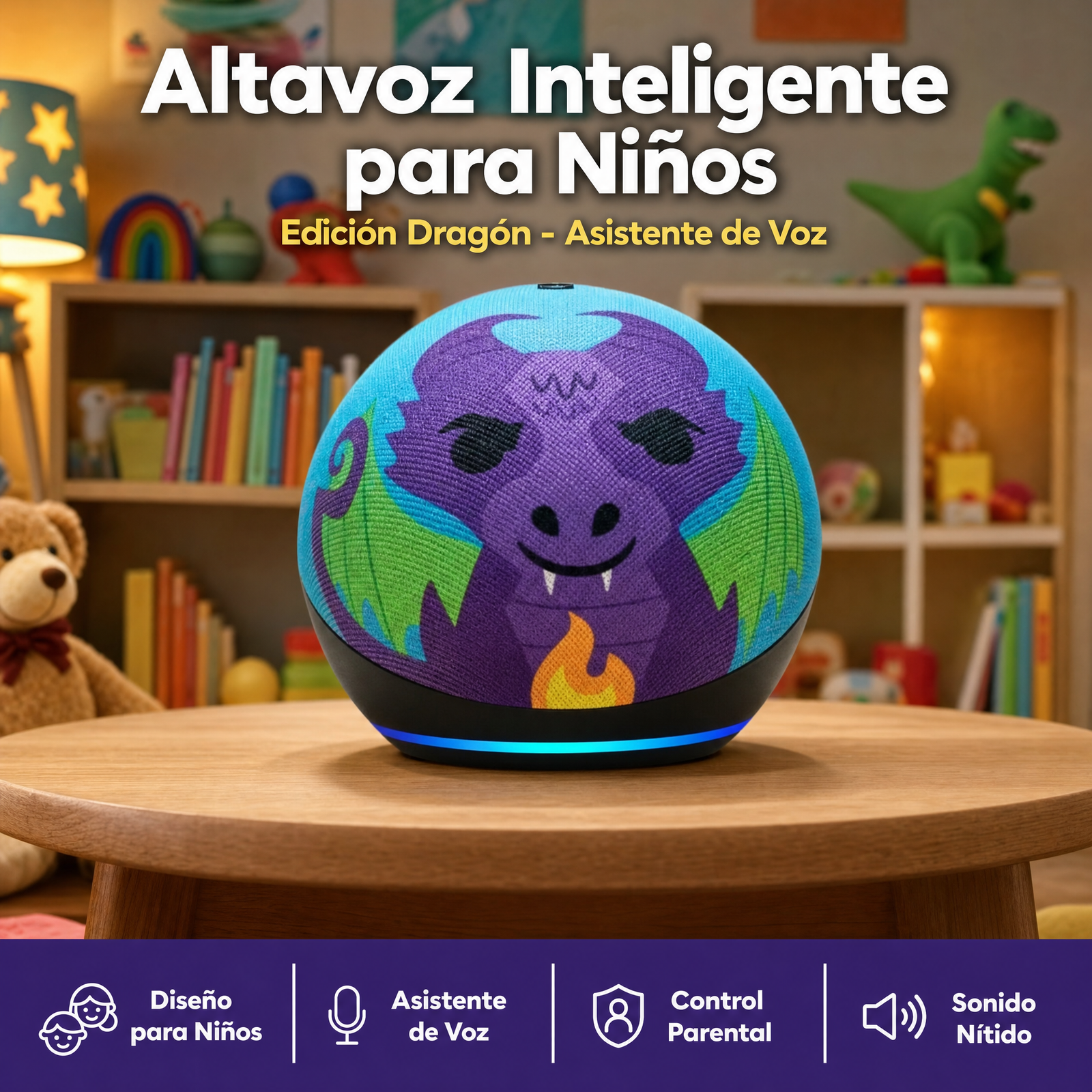 Parlante Inteligente Amazon Echo Dot Kids Rainbow, Control De Voz, Modelo Arcoíris, Precio De La Unidad