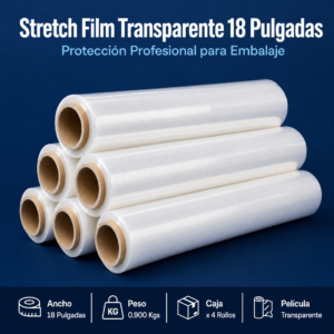 Strech Film Color Transparente Para Embalar 18″ X 0.900kgs Precio Por Caja De 4 Unidades