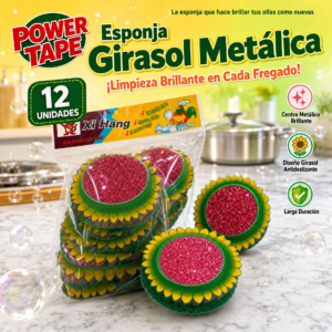 Esponja De Cocina, Superficie Metálica, Modelo Girasol, Colores, 12 Unidades Por Plancha, 60 Planchas Por Caja, Precio De La Caja