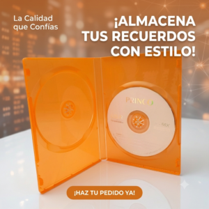 Estuche Para DVD, Color Naranja, Grueso 14mm, Para 4 Discos, Precio Por 100 Unidades