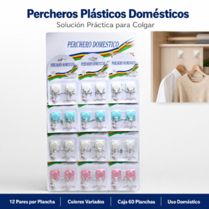 Percheros Plásticos, Para Colgar, Uso Doméstico, 60 Planchas Por Caja, 24 Unidades, Por Plancha, Precio Por Caja