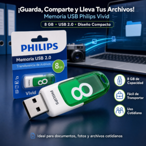 Memoria USB Philips Vivid 8GB , precio de la unidad  (pedido minimo 6 unidades)