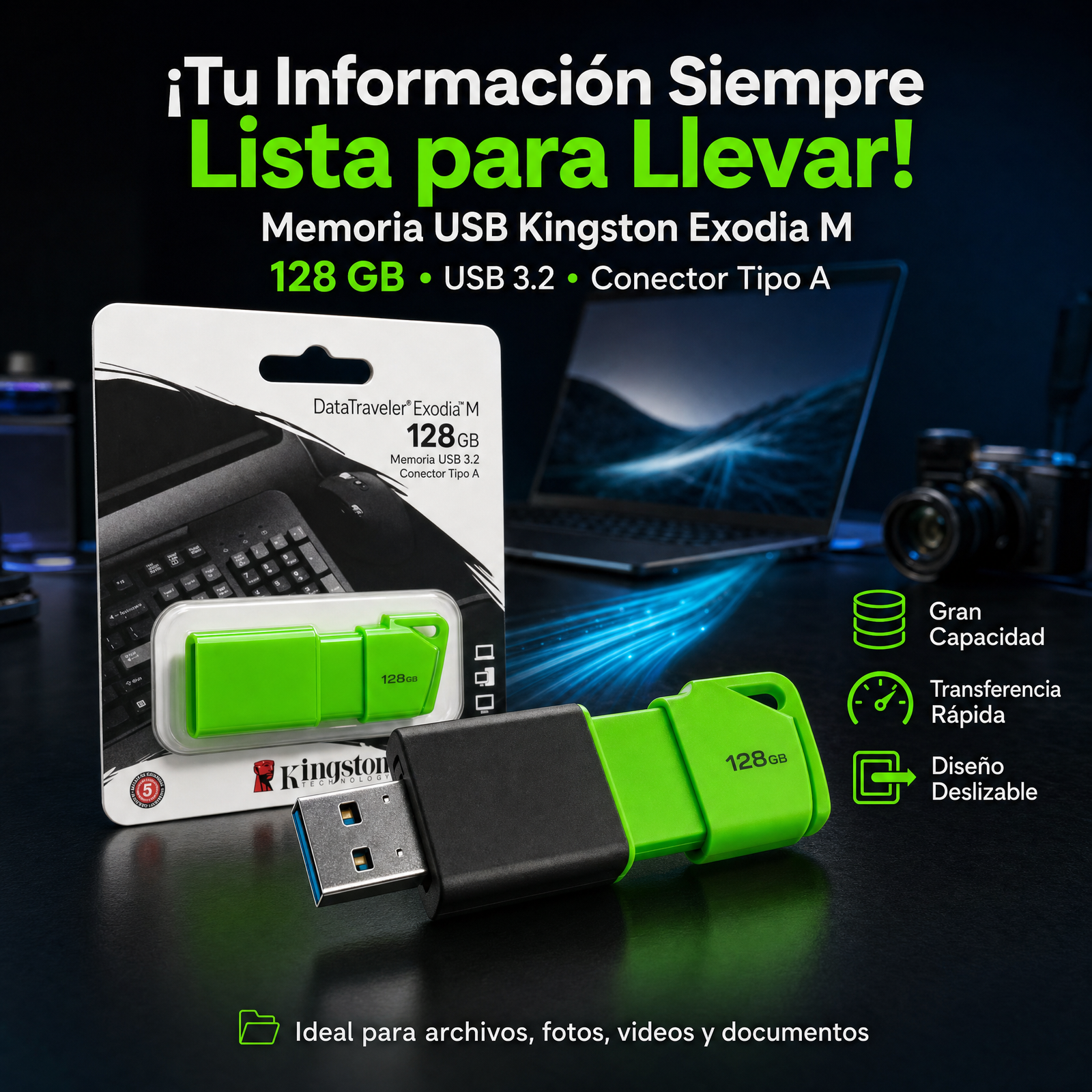 Memoria USB Kinsgton Exodia M 128GB precio de la unidad (minimo 6 unidades)