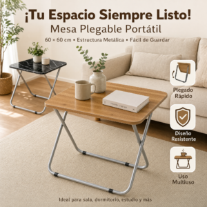 Mesita plegable Portatil para comedor de 60x60cm, precio por unidad