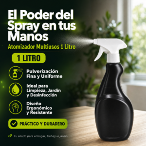 fumigadora plástica spray de 1 litro, envase negro,  modelo universal, completo, precio por unidad