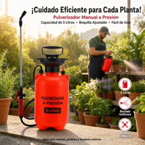 Fumigadora manual de 5 litros, con diseño, disponible en blanco y naranja,  plástico, precio de la unidad    (pedido mínimo 6)