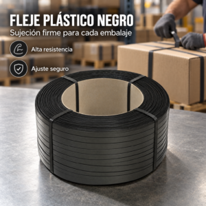 zuncho plastico para embalaje 5/8″ x 5 kilos (472 mtrs, aprox) , color negro en rollo