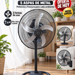 Ventilador De 18″, 5 aspas, funcional 3 en 1 , aletas de colores, aletas de metal, cero ruido, Precio de la unidad (pedido minimo 2 pzas)