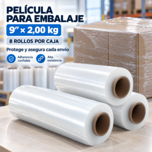 Strech Film Color Transparente Para Embalar 9″ X 2.00kgs Precio Por Caja De 8 Unidades